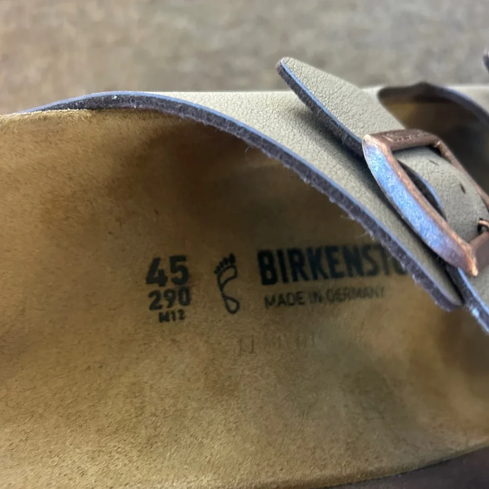 Birkenstock Arizona Stone Birko-Flor Sandals Mens 45 M12 Gray Two Strap Slide